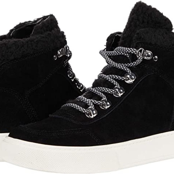 NEW Marc Fisher Women's Summa HIGH TOP Sneaker BLACK SUEDE FAUX FUR NIB Size 5 - Picture 5 of 5